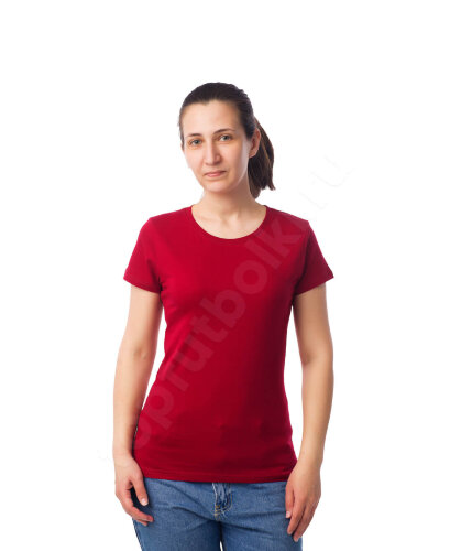 Бордовая женская футболка оптом - Бордовая женская футболка оптом